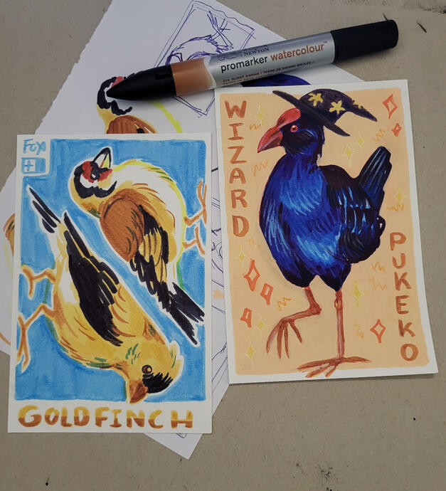 Day 26 : (European and American) Goldfinch / Day 27 : Pukeko