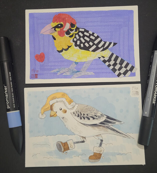 Day 28 : Red and Yellow Barbet / Day 29 : Snow Bunting